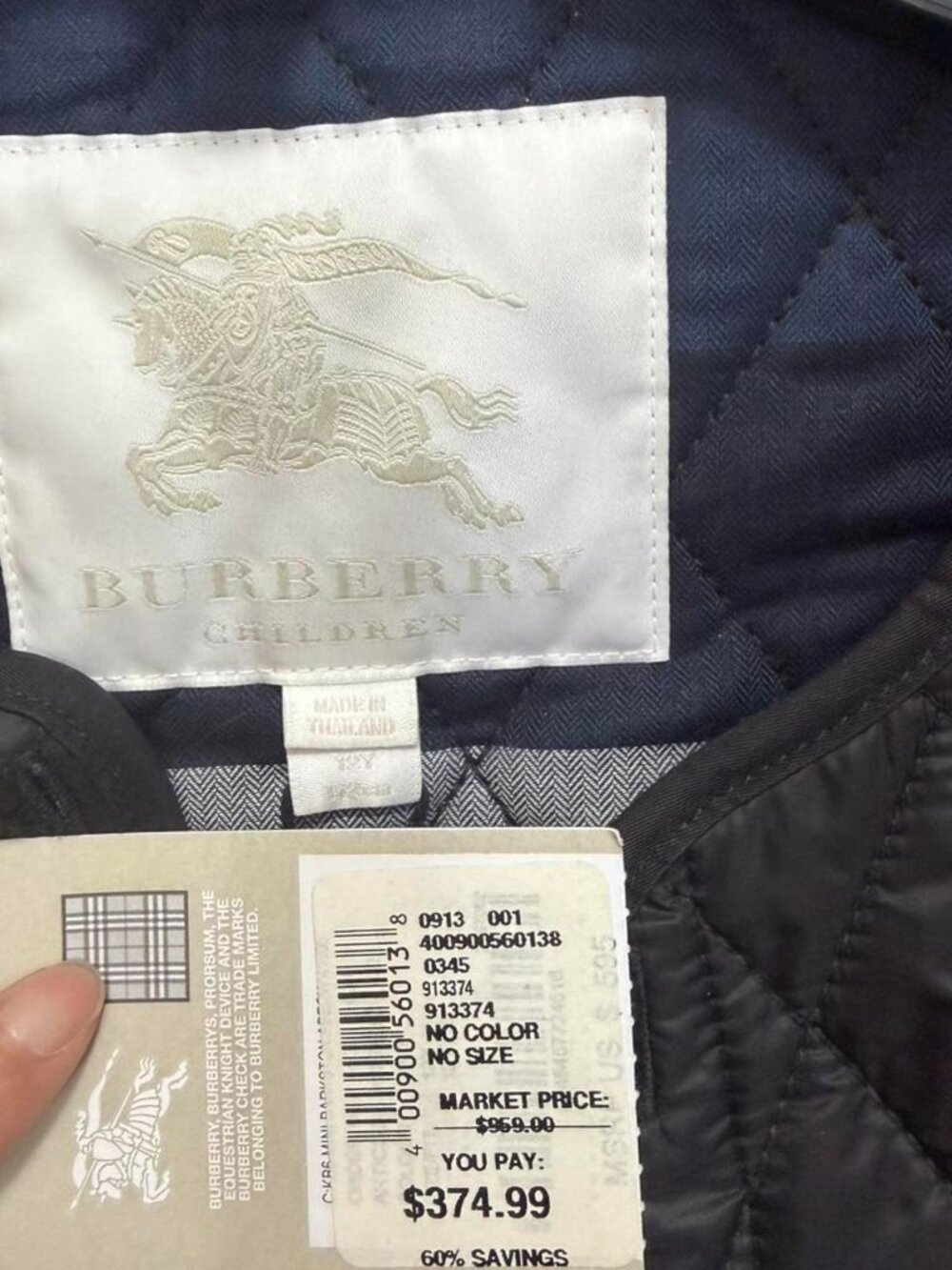 Authentic Black And Grey Burberry Girls' Children Jacket - Picture 2 of 7